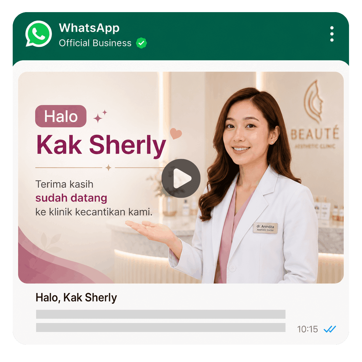 Contoh video personal untuk Kak Sherly di WhatsApp